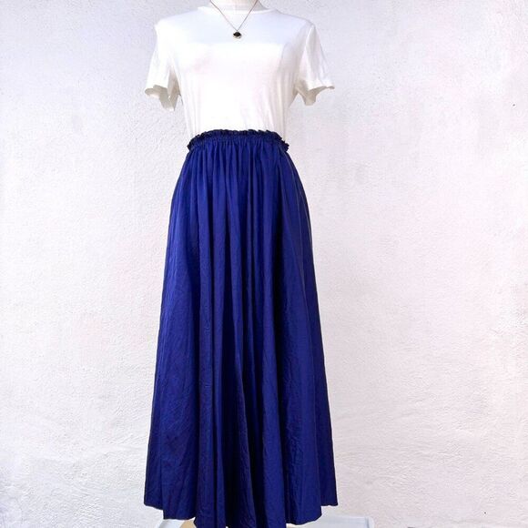 NWT BOURIE Runway Cobalt Blue Plisse Midi Skirt With Pockets US Sz M / Korean L - Picture 2 of 14